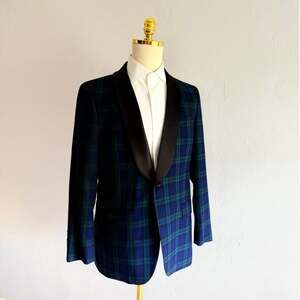 Brooks Brothers Black Watch Tartan Wool Tuxedo Dinner Jacket Mens 41R Plaid
